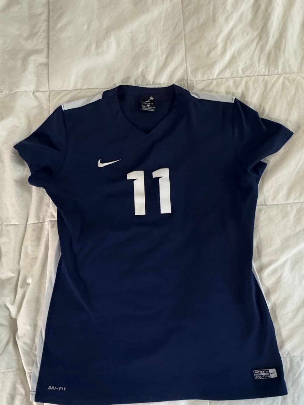 Nike Women's Navy and White Soccer Jersey #11